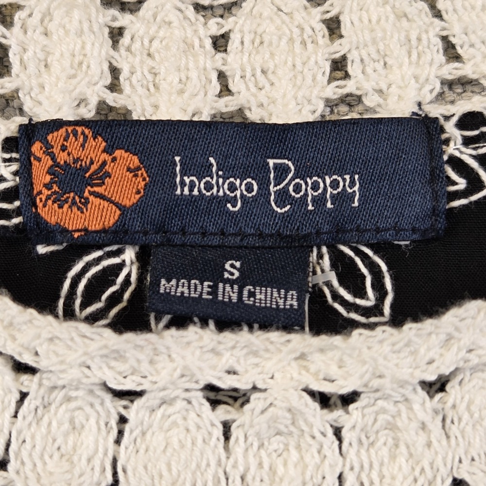 Indigo‎ Poppy Crochet Embroidered Top Women's S Bell Sleeve Babydoll Boho NEW - Picture 4 of 9
